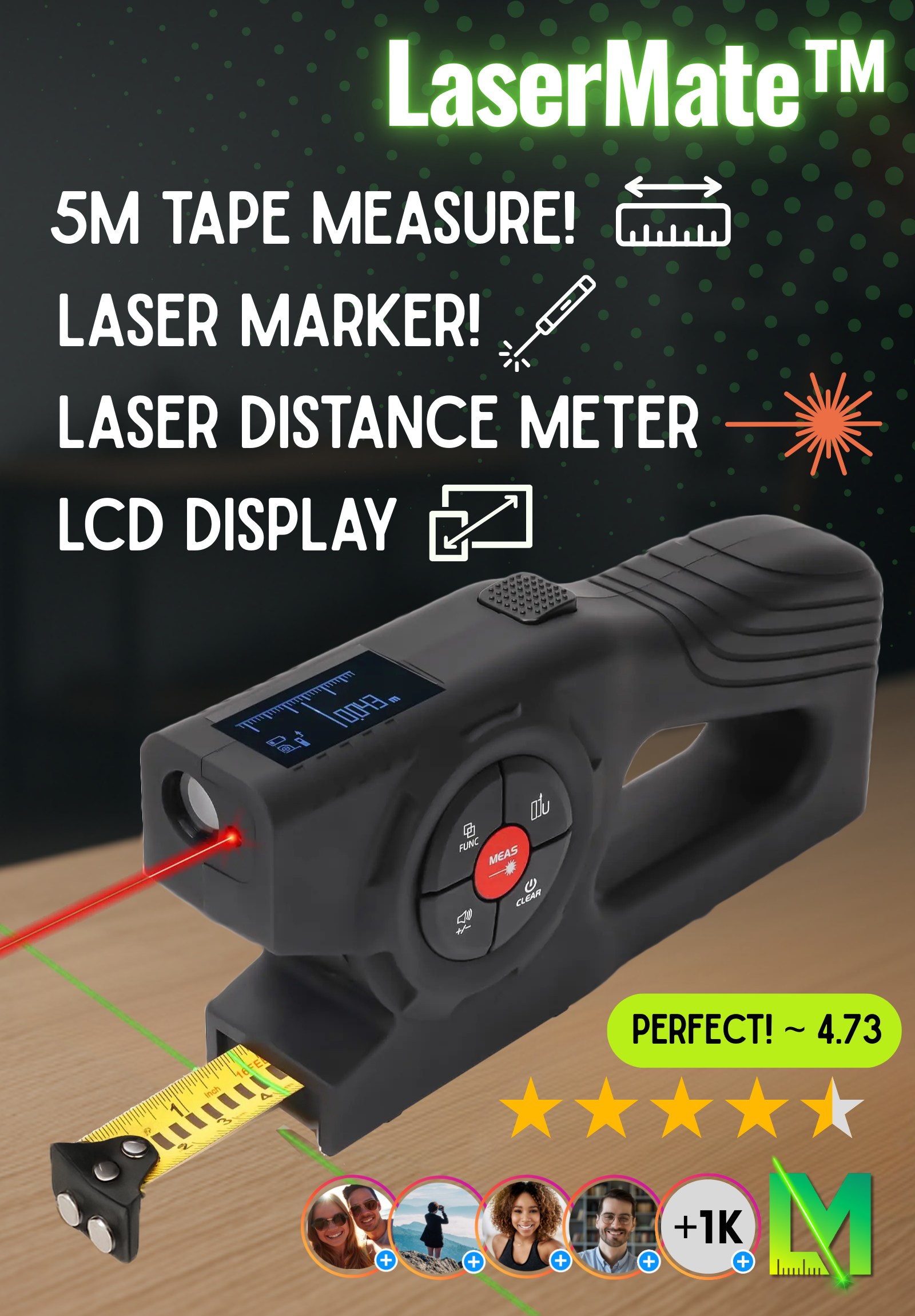 LaserMate™ 3in1 Laser Tape